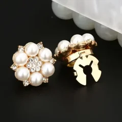 Krycí knoflík Perlový květ se štrasem