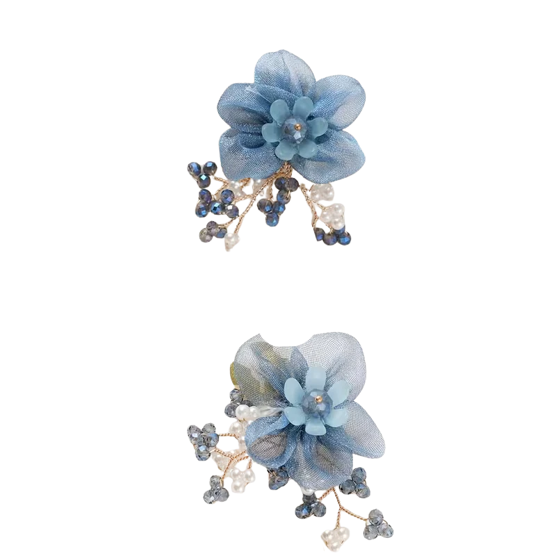 Krycí knoflík Organza Flower - Barva: Nebesky modrá