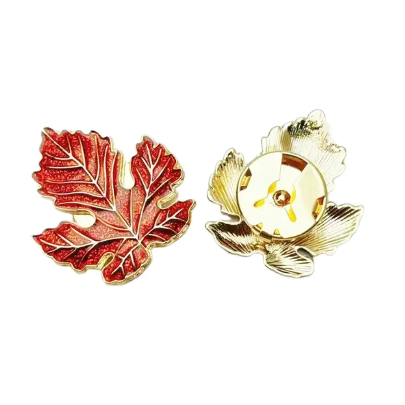 Krycí knoflík Javorový list - Barva: Červená