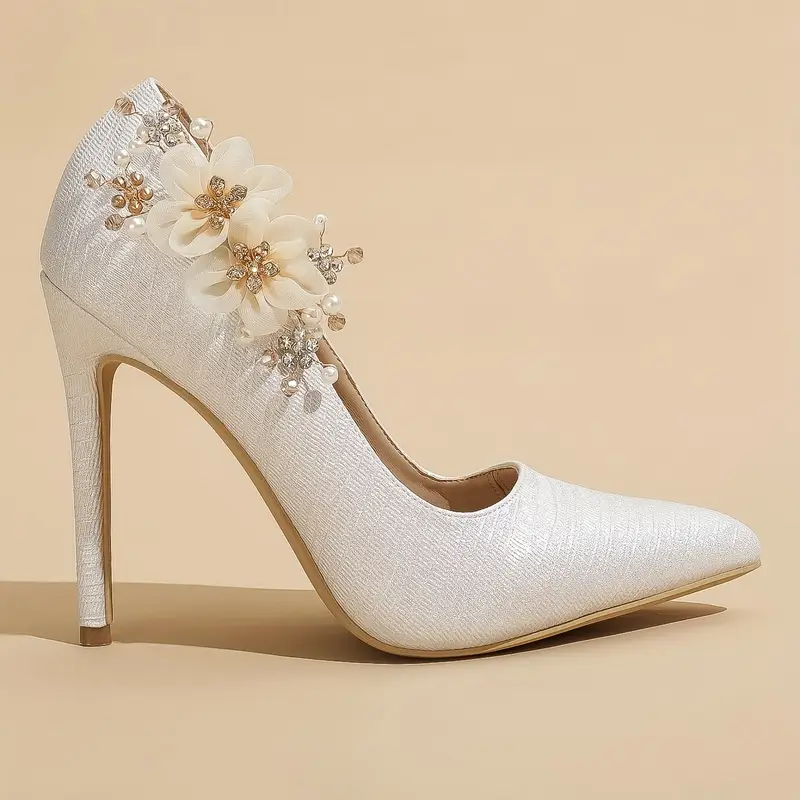 Spona na boty s květinami a perlami