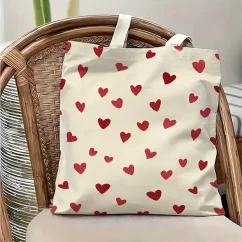 Plátěná taška se srdíčky