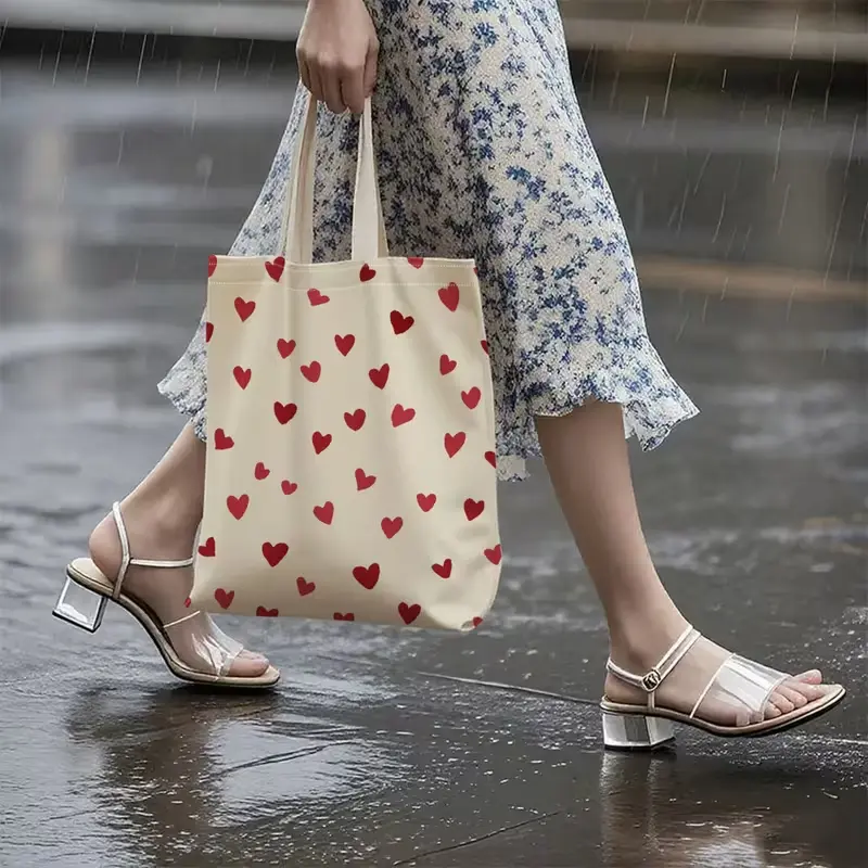 Plátěná taška se srdíčky