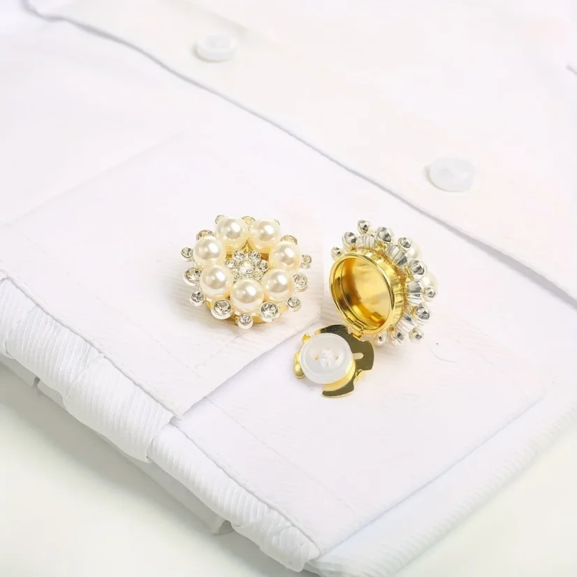 Krycí knoflík Perlový kruh s kamínky