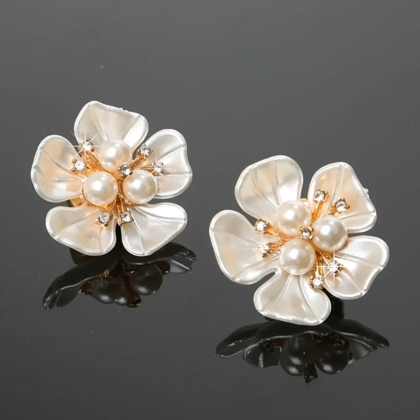 Krycí knoflík Perlový květ - Barva: Červená