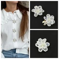 Krycí knoflík Bílý květ