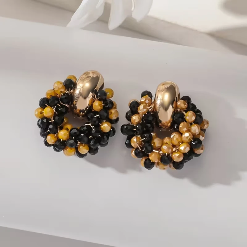 Korálkové náušnice - Barva: Černá