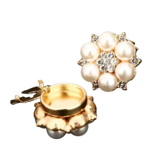 Krycí knoflík Perlový květ se štrasem