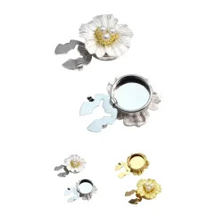 Krycí knoflík Stříbrný květ s perlami