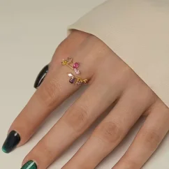 Prsten s růžovými kamínky