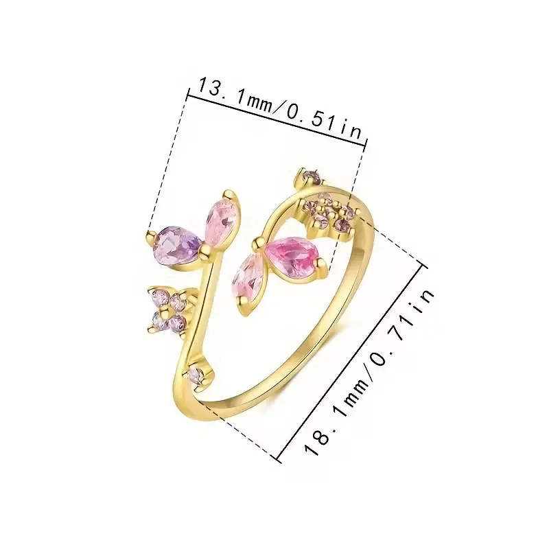 Prsten s růžovými kamínky