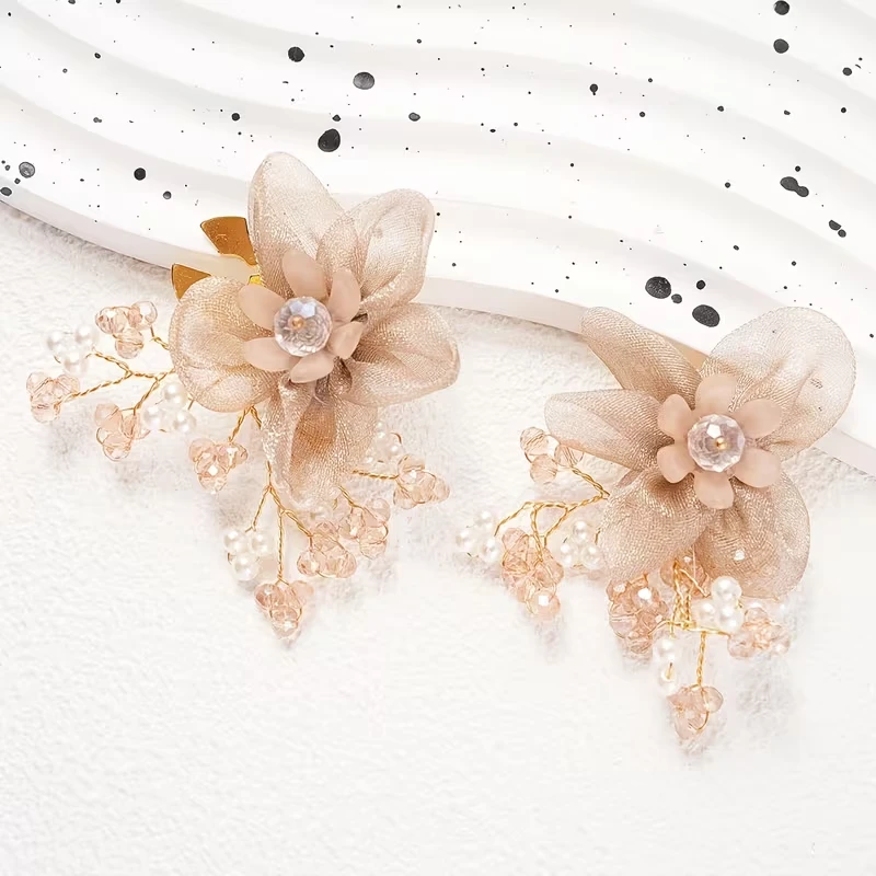 Krycí knoflík Organza Flower - Barva: Béžová