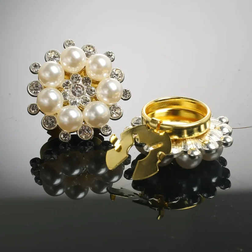 Krycí knoflík Perlový kruh s kamínky