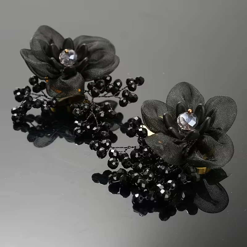 Krycí knoflík Organza Flower - Barva: Béžová