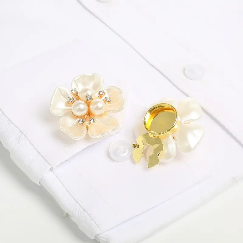 Krycí knoflík Perlový květ - Barva: Červená