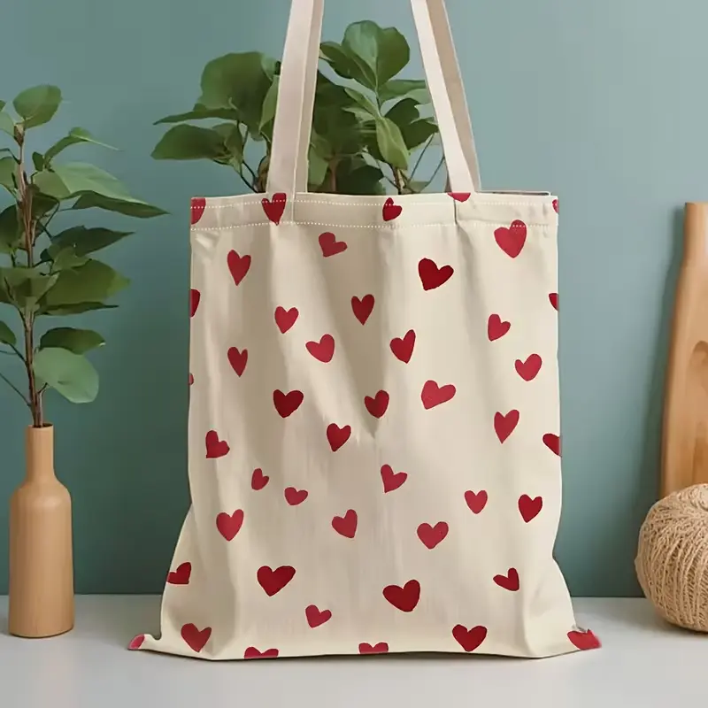 Plátěná taška se srdíčky
