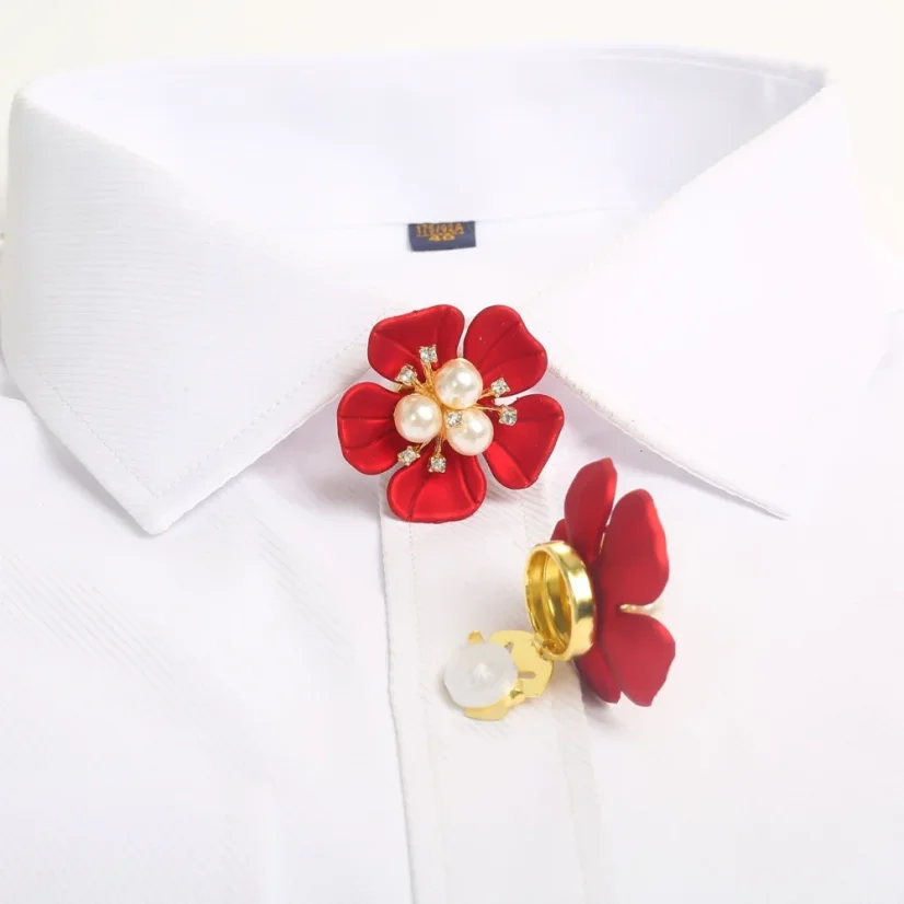 Krycí knoflík Perlový květ - Barva: Červená