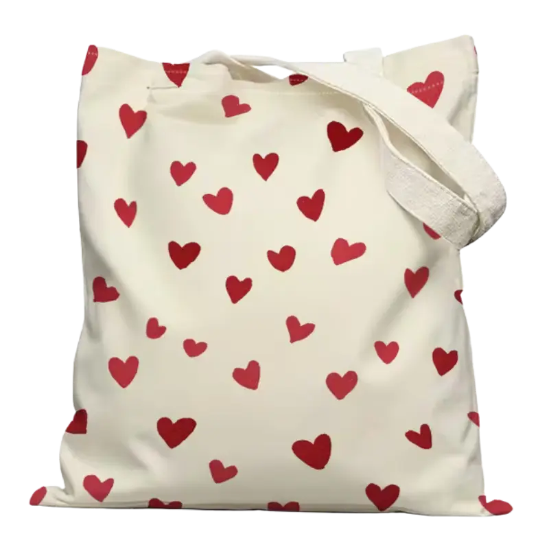 Plátěná taška se srdíčky