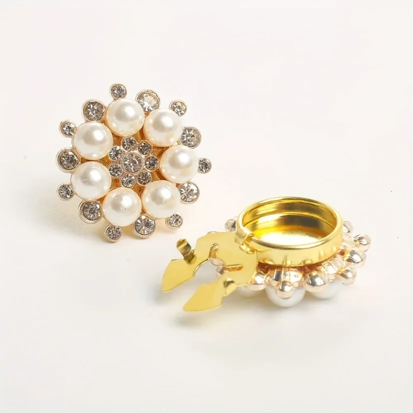 Krycí knoflík Perlový kruh s kamínky