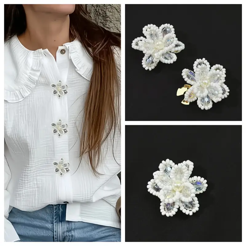 Krycí knoflík Bílý květ