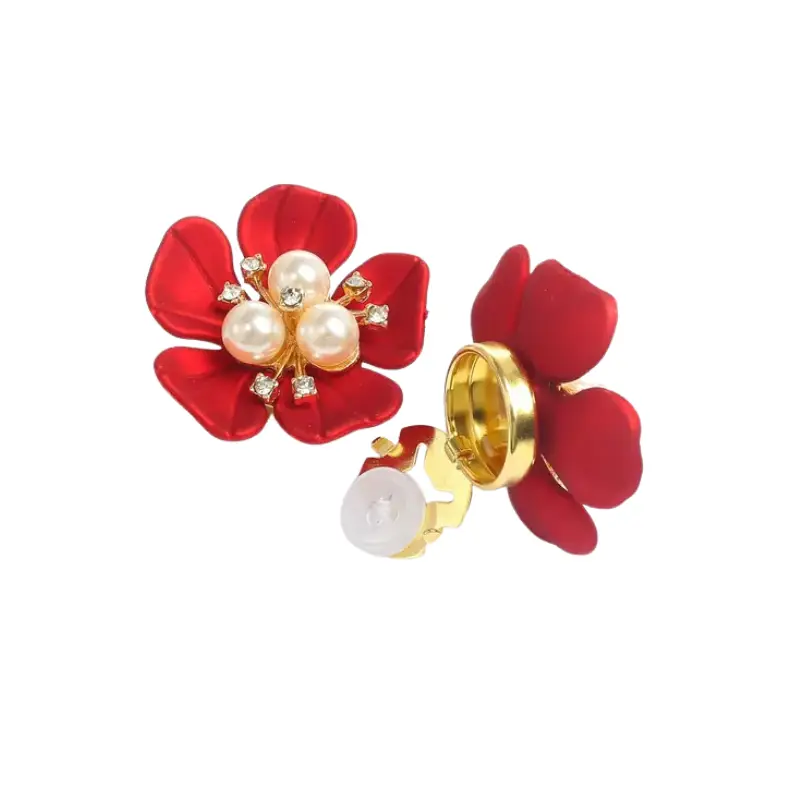 Krycí knoflík Perlový květ - Barva: Červená
