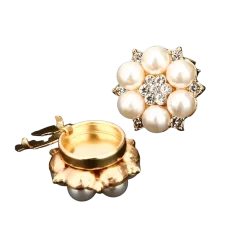 Krycí knoflík Perlový květ se štrasem