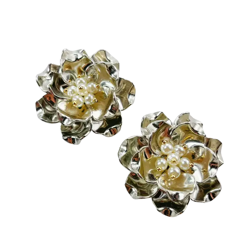 Krycí knoflík Zlatý květ - Barva: Stříbrná